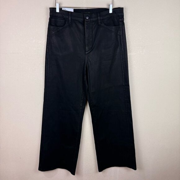 Joe's Jeans Black Mia Wide Leg Coated Pants Stretch Size 33 - Picture 2 of 8